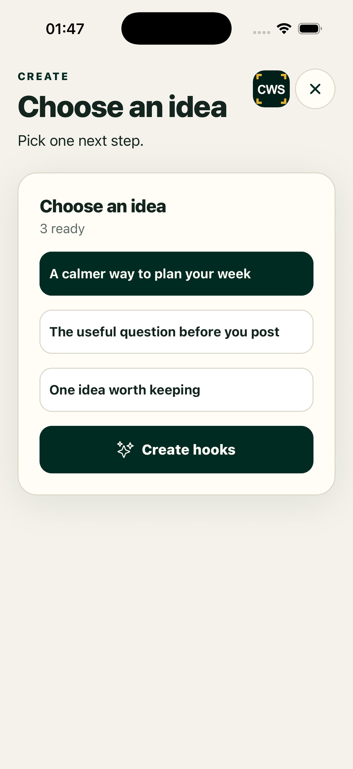 Move from a topic to words you can say in the native ClientWorkSystem iPhone app