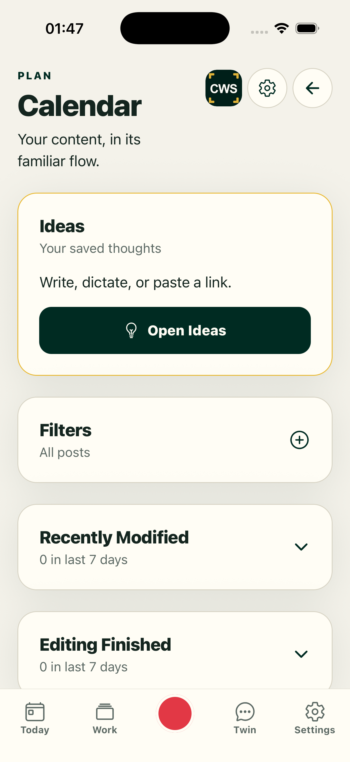 See the next useful piece of content in the native ClientWorkSystem iPhone app