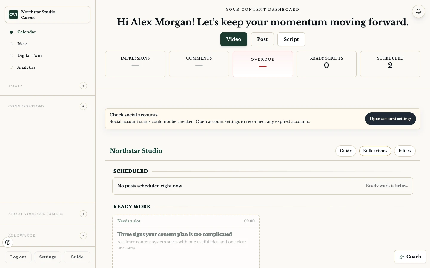 See the next useful piece of content in the ClientWorkSystem web app