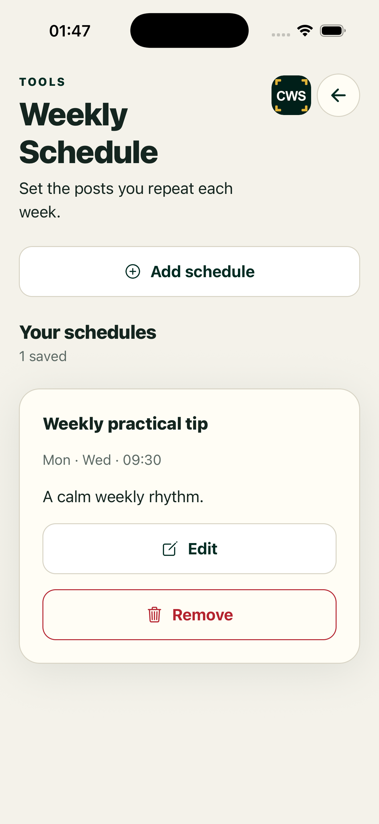 Schedule the work, check the result in the native ClientWorkSystem iPhone app