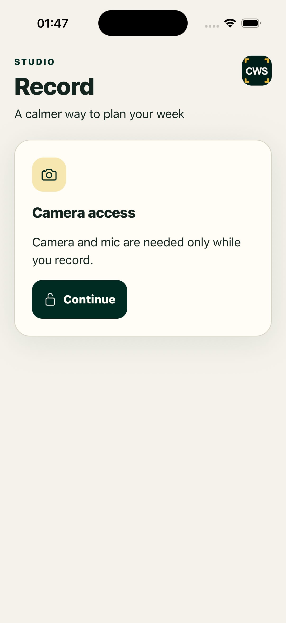Record with a clear next line in the native ClientWorkSystem iPhone app